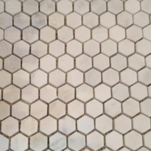 Hexagon Oriental White Marble Mosaic close-up - white hexagon marble mosaic pattern