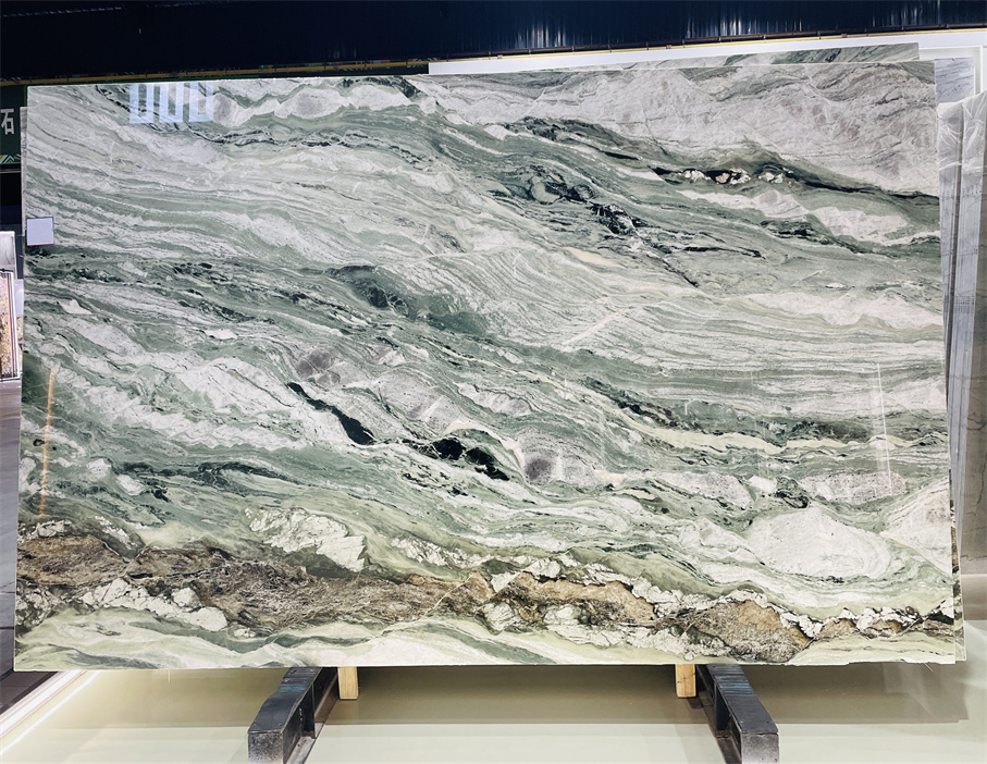Cold Spring Quartzite slab - full view of green quartzite slab