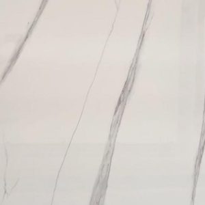 White artificial marble close-up - white surface with big grey vertical veins