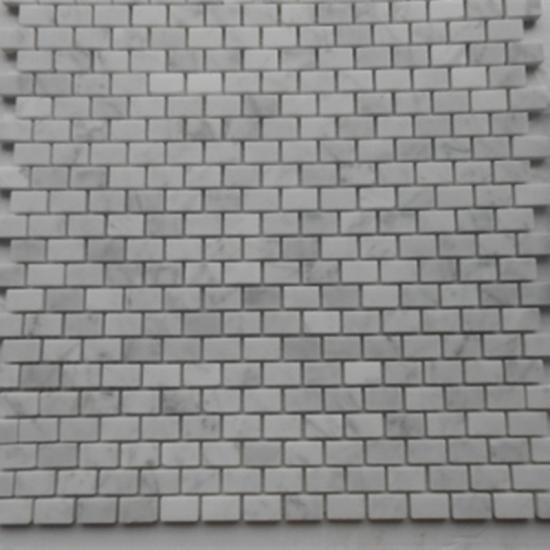 White Horizontal Rectangle Marble Mosaic close-up - white marble mosaic pattern